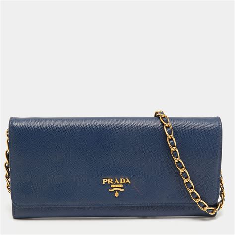 prada saffiano wallet cornflower blue|Prada saffiano leather chain.